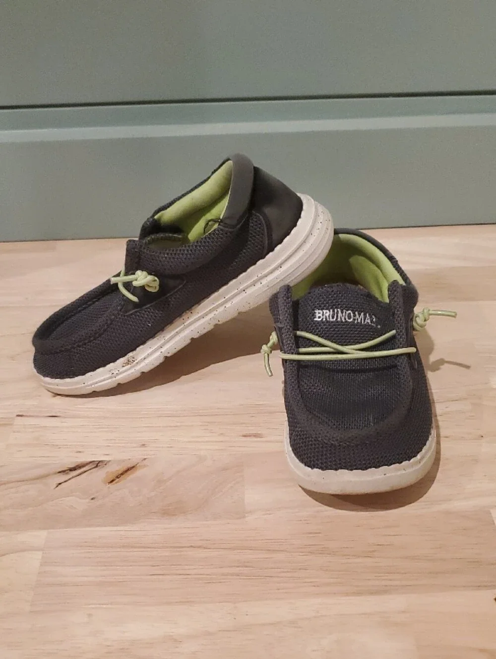 Boys Casual Slip-On Shoes in Gray with Lime Accents 13c